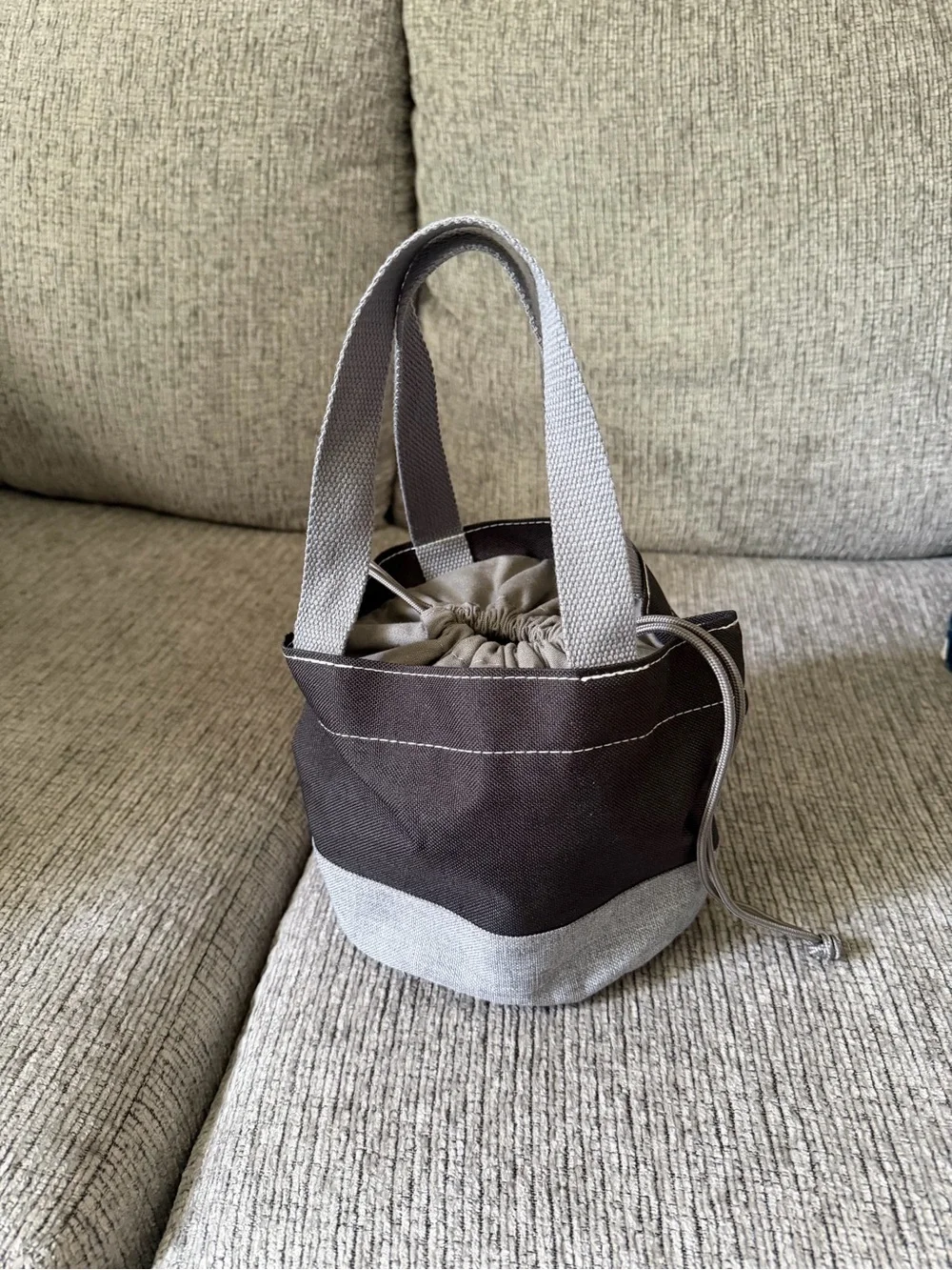 Two-Tone Brown & Gray Canvas Tote Bag